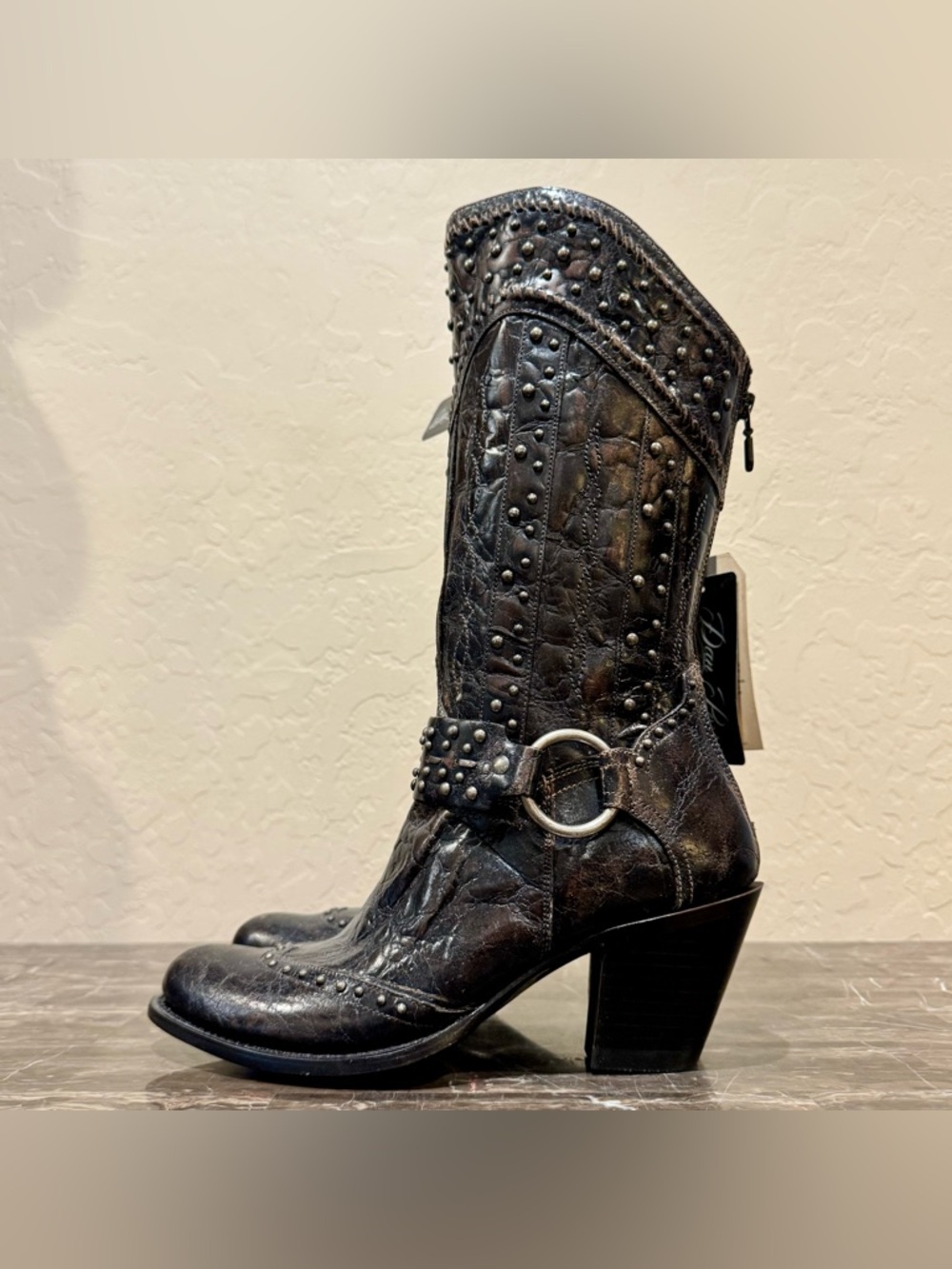 NEW Dan Post Sexy Back Studded Embellished Harness Cowboy Boots